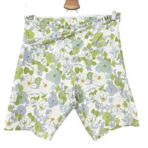 Ebb &‎ Flow Womens Ruffled Athleisure Active Floral Biker Shorts Size XL Green